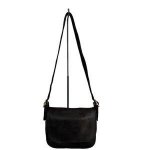 Coach Black Leather Flap Crossbody with Gold-Tone Hardware